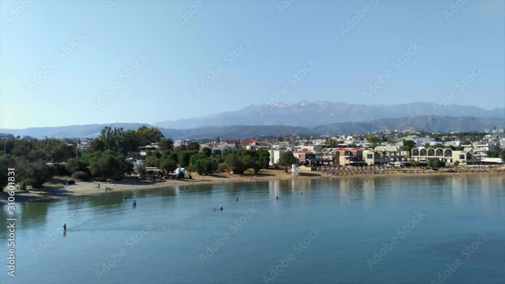 Time lapse of beautiful sandy beach on a coast of Daratos near Chania town Crete, Greece . travel footage Time lapse of beautiful sandy beach on a coast of Daratos near Chania town Crete, Greece . travel footage