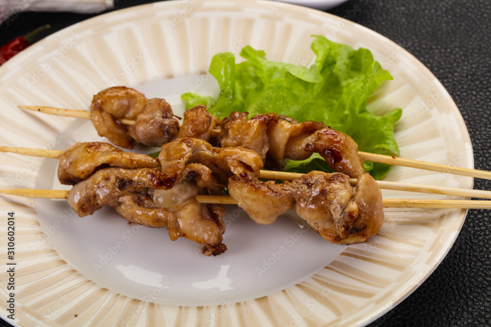 Chicken skin skewer Chicken skin skewer