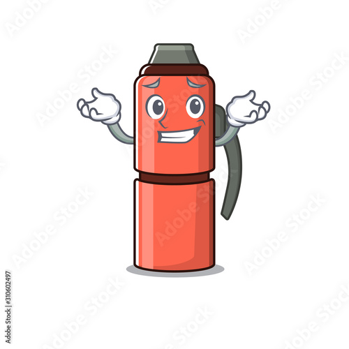Cute and Cool Grinning thermos bottle Scroll mascot cartoon style
