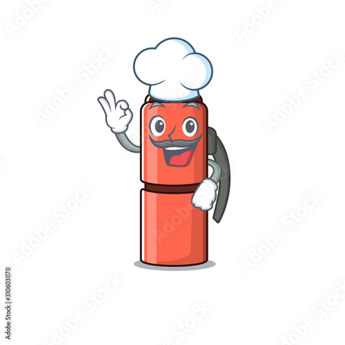 Funny Chef thermos bottle Scroll cartoon character wearing white hat