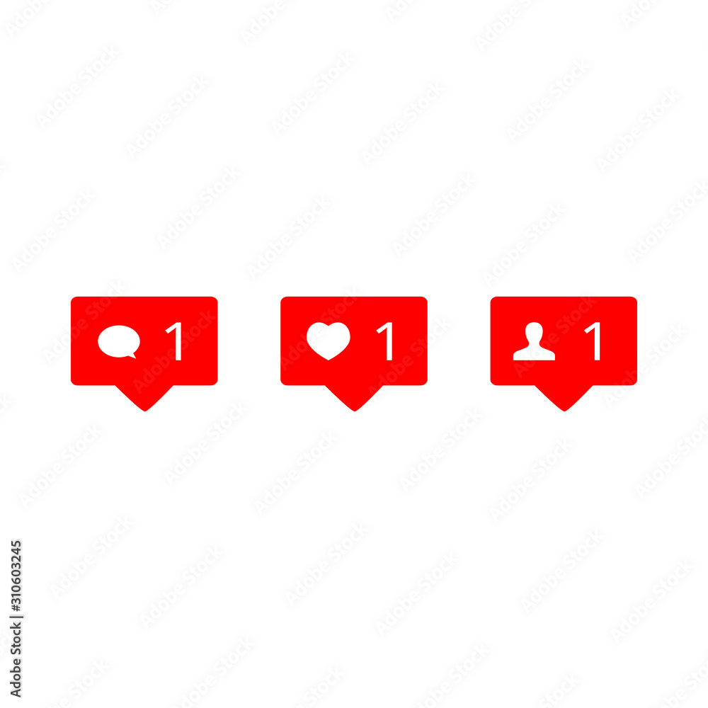 Like Comment Follow Icons Symbols for Social Media Notification Like Comment Follow Icons Symbols for Social Media Notification