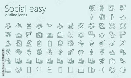 Social easy outline iconset