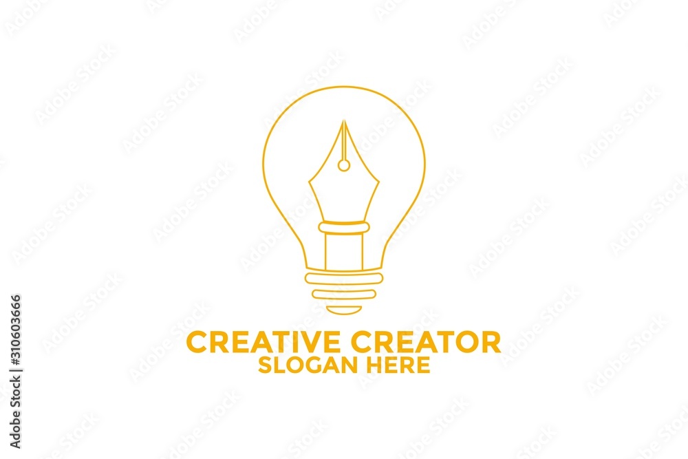 Creative Writer Logo Vector, Writer Idea logo design template Creative Writer Logo Vector, Writer Idea logo design template