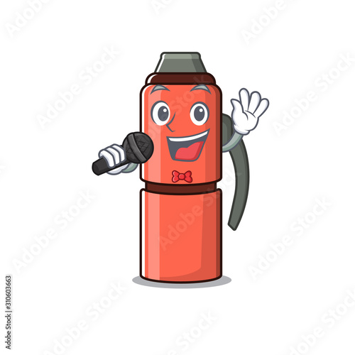 Cute cartoon Singing thermos bottle Scroll with a microphone