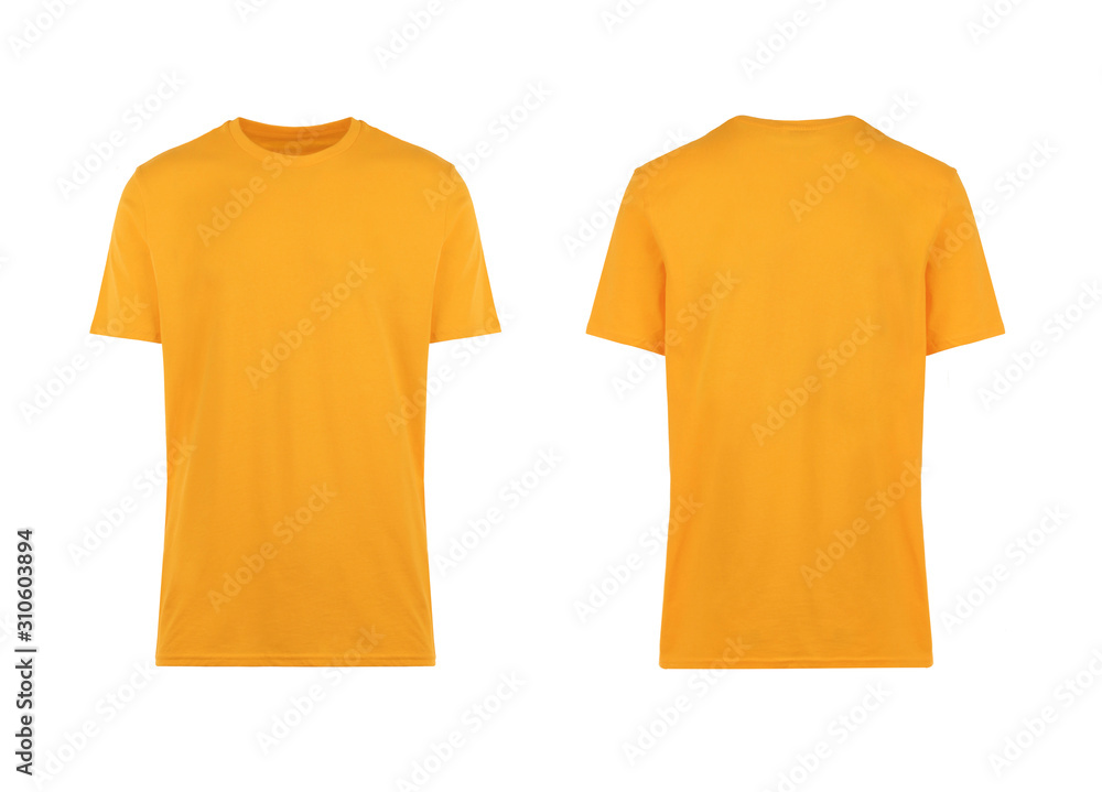 orange t-shirt, front and back view orange t-shirt, front and back view