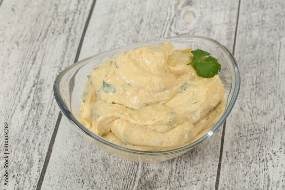 Hummus snack with olive oil Hummus snack with olive oil