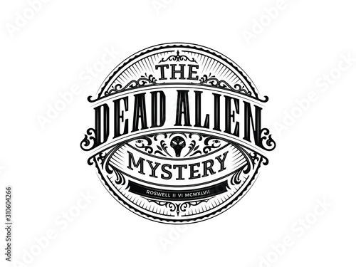 Black on white background vector design about Roswel UFO accident
