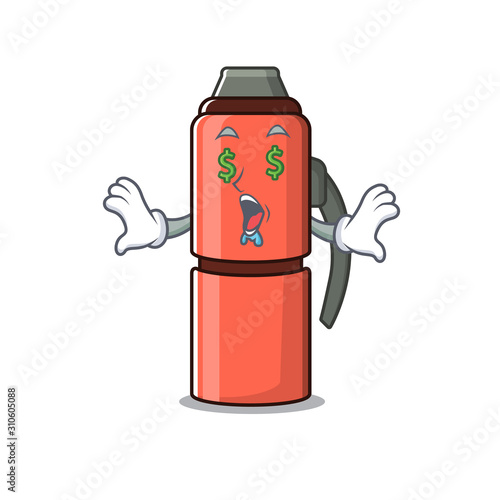 Thermos bottle Scroll with Money eye cartoon character style