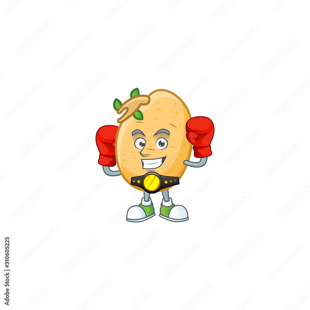 Funny Face Boxing sprouted potato tuber cartoon character design Stock  Vector | Adobe Stock