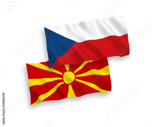 Flags of Czech Republic and North Macedonia on a white background