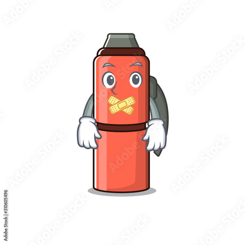 Thermos bottle Scroll mascot cartoon character design on silent gesture