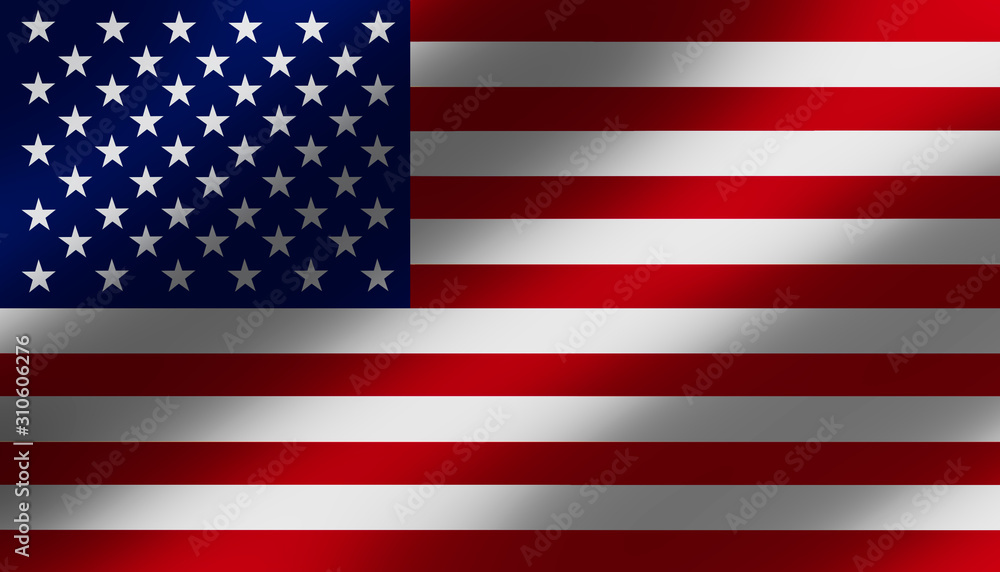 Fototapeta premium American flag of United States of America- waving flag, silky texture, colourful