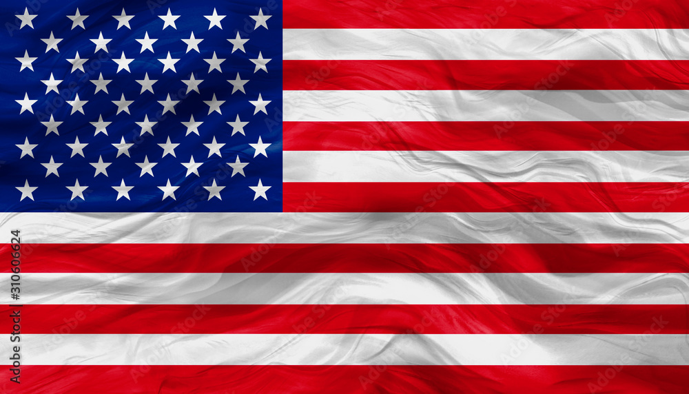 American flag of United States of America- waving flag, silky texture, colourful American flag of United States of America- waving flag, silky texture, colourful
