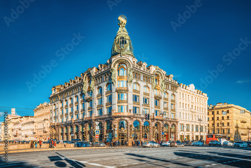Saint Petersburg, Russia - November 07, 2019: Famous House in Saint Petersburg-Singer House. Russia.