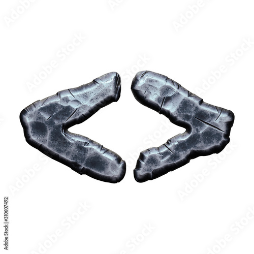 Symbol left ,right bracket made of forged metal in the center of circle isolated on white background. 3d © lotus_studio