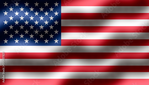 American flag of United States of America- waving flag, silky texture illustrated
