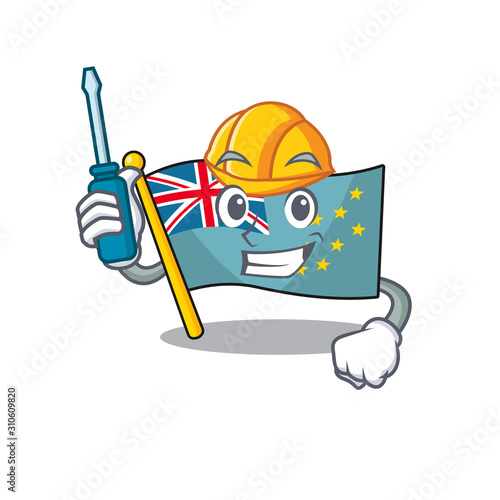 Smart automotive flag tuvalu Scroll presented in cartoon character design photo