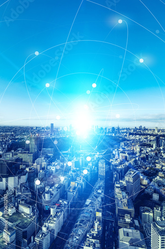 Fototapeta Naklejka Na Ścianę i Meble -  都市とネットワーク 