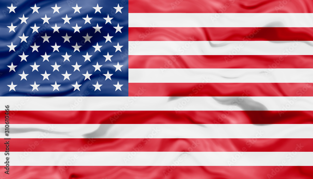 American flag of United States of America- waving flag silky texture colourful American flag of United States of America- waving flag silky texture colourful