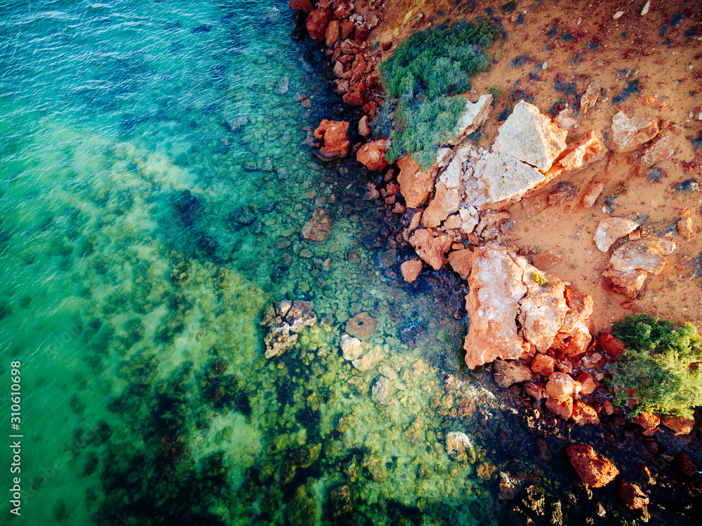 Aerial view of earth textures and ocean, Western Australia at Francois Peron