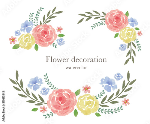 水彩の花デコレーション