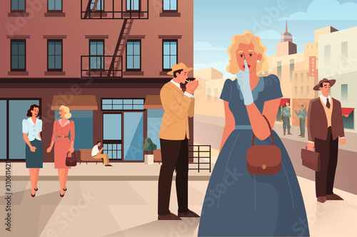 Silent generation representation. Social group concept, generation type.