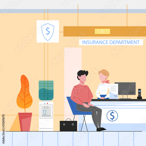 Bank office conept, Insurance department. People purchasing social insurance