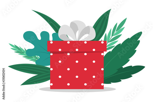 Cute gift box with ribbon and bow