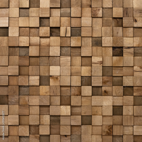 Mozaika z drewnianych kwadratów tło © piotrszczepanek