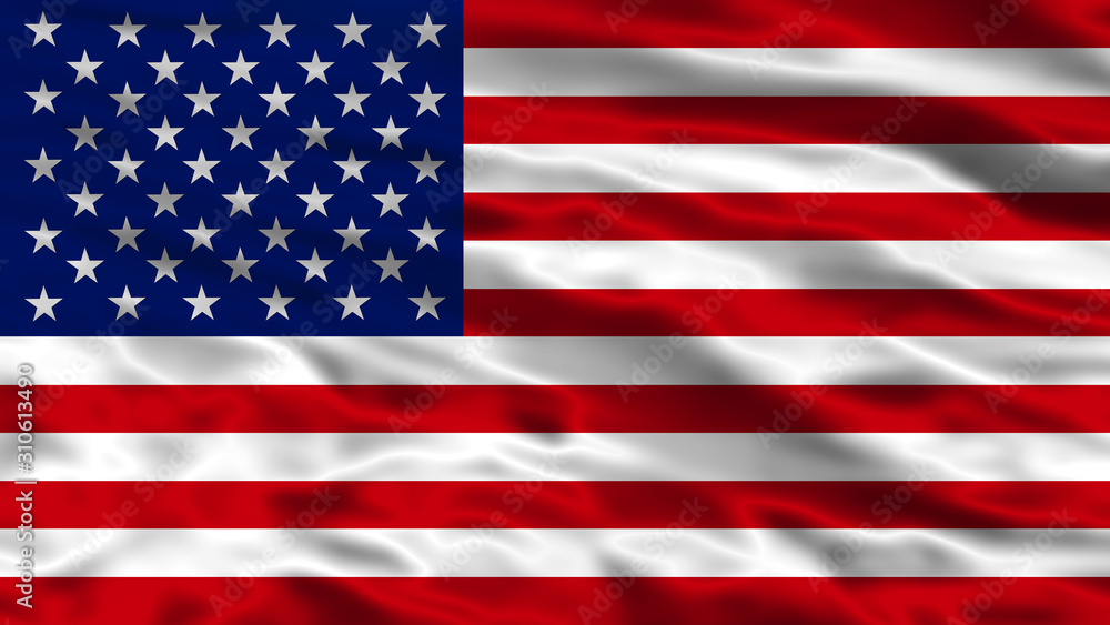 Naklejka premium American flag of United States of America- silky texture, wavy flag, illustrated