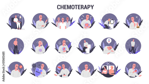 Side effects of chemotherapy set. Patient suffer from cancer
