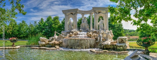 Large antique fountain in the castle of Ravadinovo, Bulgaria photo