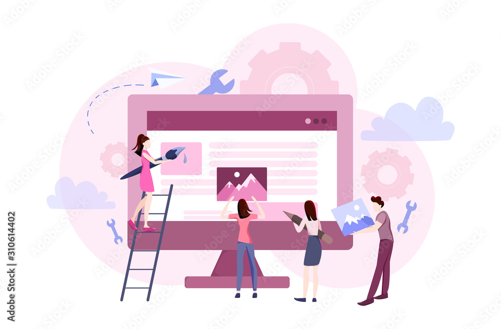 Website development concept. Web page programming and making interface
