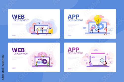 Mobile app and web development banner concept set.