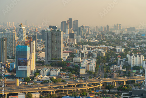 City of Bangkok with air pollution