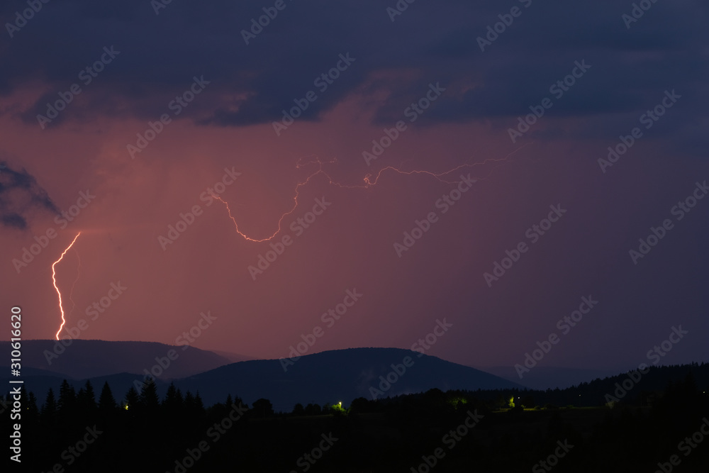 Thunderstorm with lightning on the mountain. Thunderstorm with lightning on the mountain.