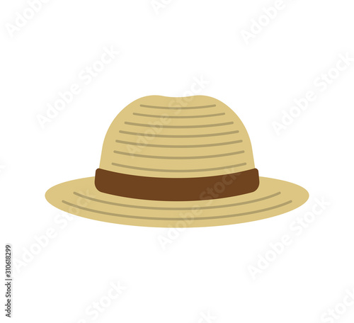 Straw hat ( summer vacation, farmer ) vector icon illustration 