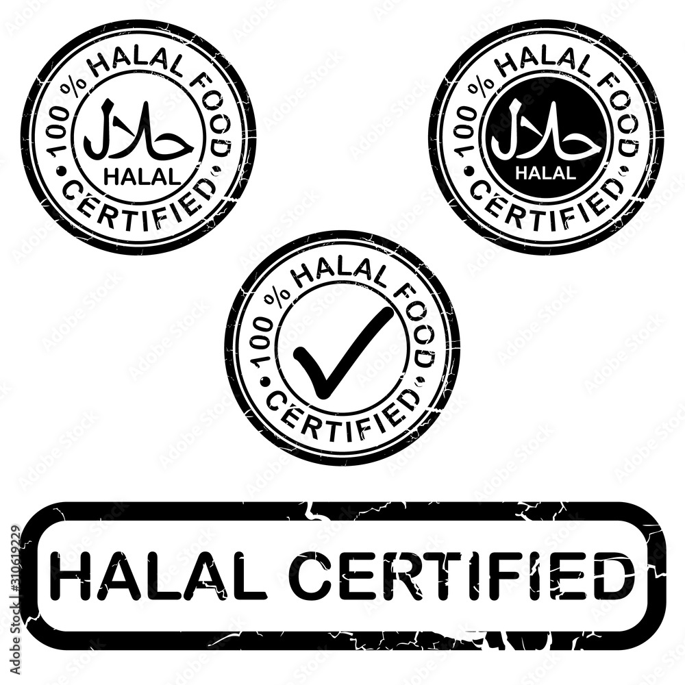 Halal stamp design, Halal certificate Vector Halal stamp design, Halal certificate Vector