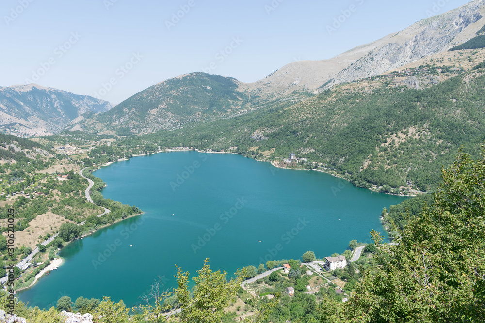   View of Lake Scanno - heart-shaped lake