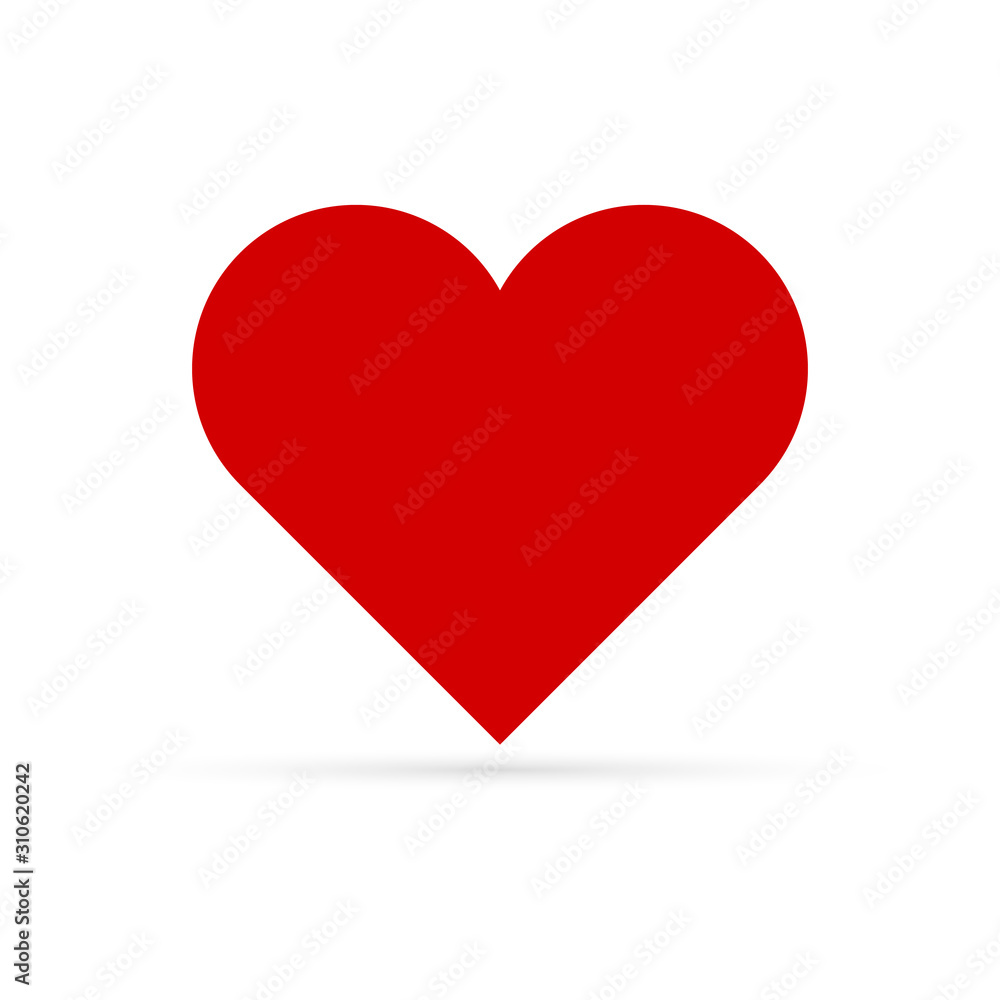 red heart icon isolated, valentine symbol for wedding design, love vector illustration