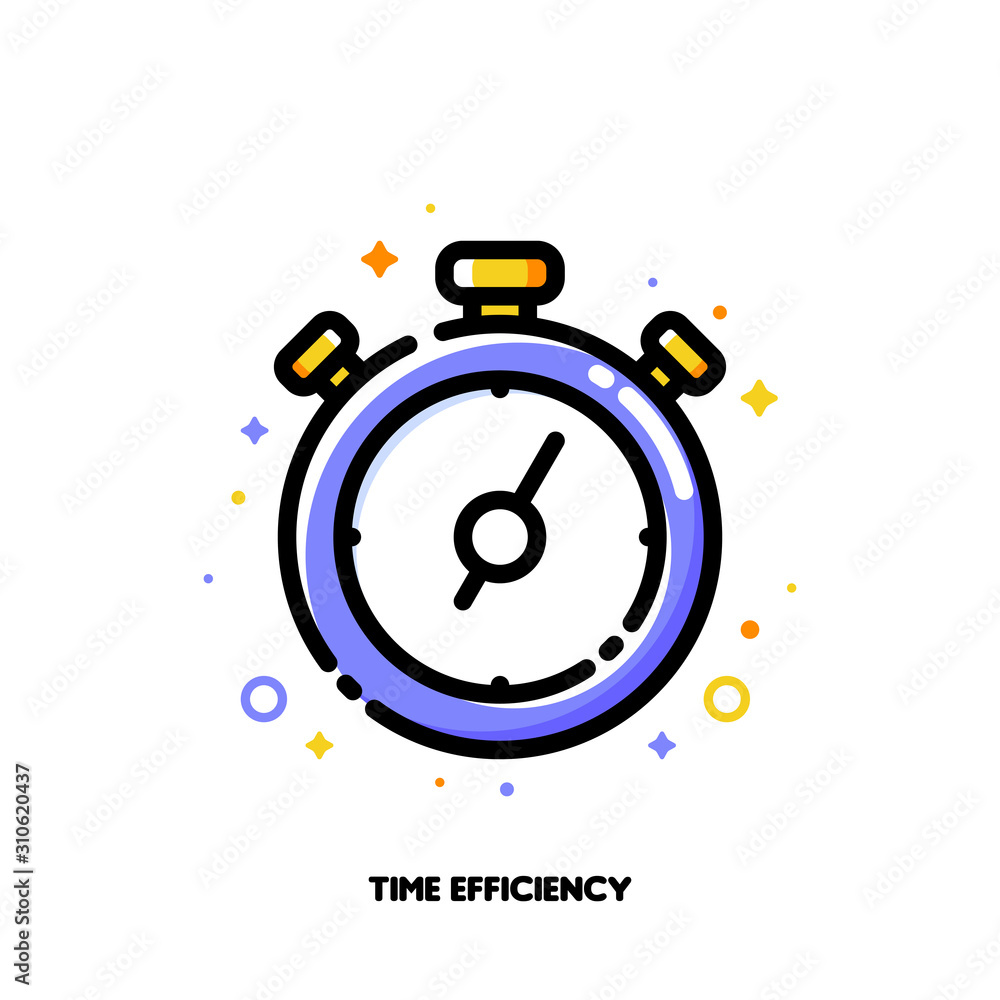 Icon of stopwatch chronometer for time management or work efficiency concept. Flat filled outline style. Pixel perfect 64x64. Editable stroke Icon of stopwatch chronometer for time management or work efficiency concept. Flat filled outline style. Pixel perfect 64x64. Editable stroke