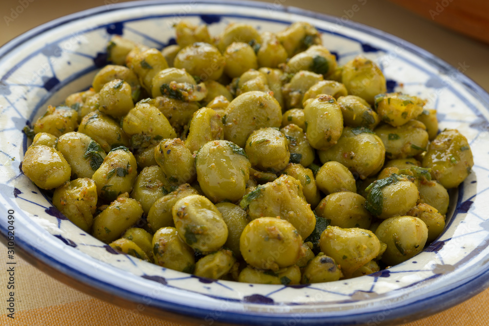 Moroccan dish with broad bean salad Moroccan dish with broad bean salad