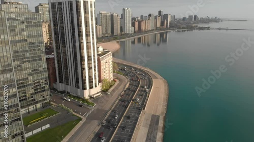 Early Morning Oak Street Beach in Chicago. Lake Shore Drive 'S' Curve photo