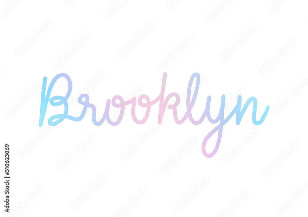 Brooklyn hand lettering with pastel colors
