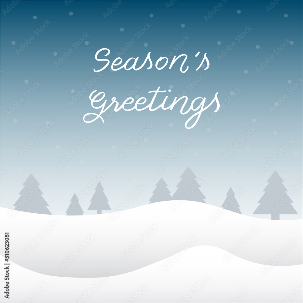 Season s greetings hand lettering with winter background