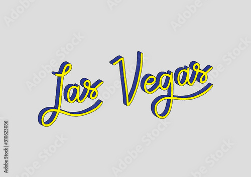 Las Vegas hand lettering with 3d isometric effect