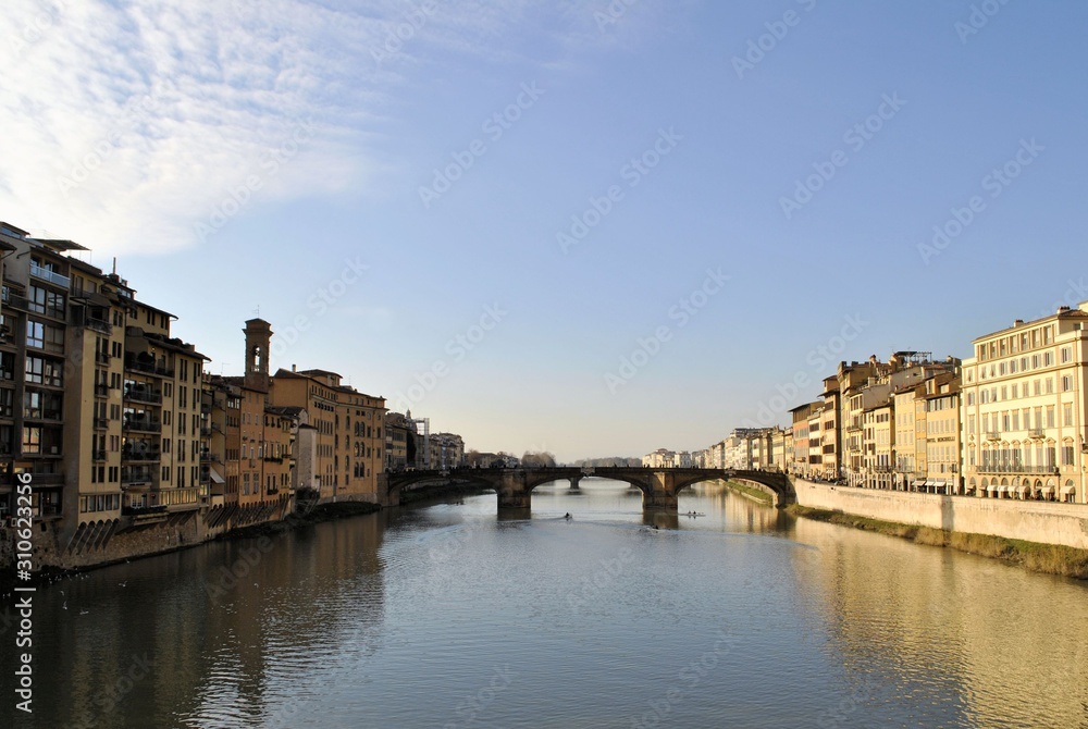 Florence old Italian town medieval buildings urban panorama beautiful river cityscape