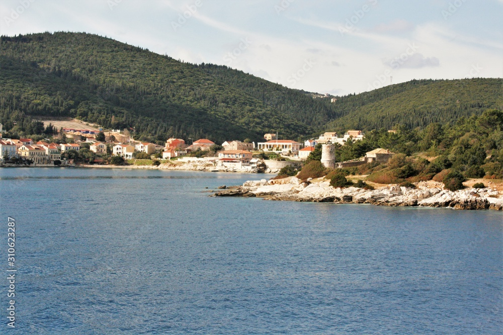 Fiscardo village on the coast in Kefalonia Greece