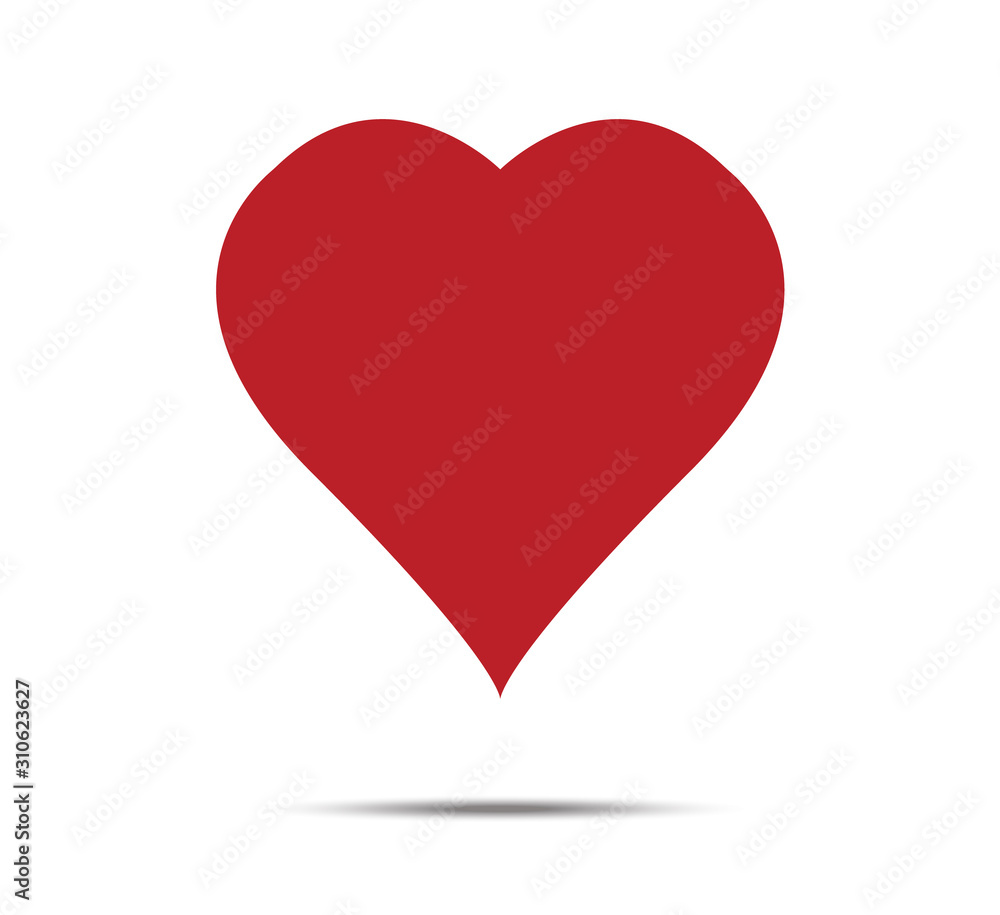 Red heart icon in flat design. Isolated on white background. Vector stock illustration eps10. For love postcard