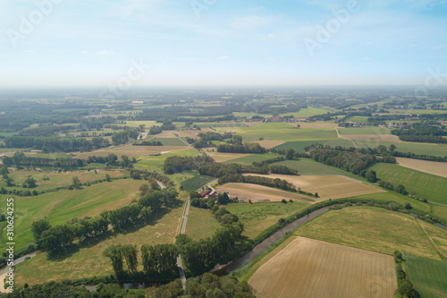 Aerial view of Munsterland, Germany in summer